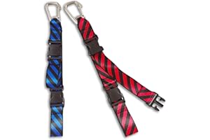 Ori Yuan 2 Pack Scuba Fin Holder & Mask Clip with Quick Release Buckle, Diving Flipper Keeper and Snorkel Accessories, Stainless Steel Snap Hook for Scuba Diving Gear (Red and Blue)