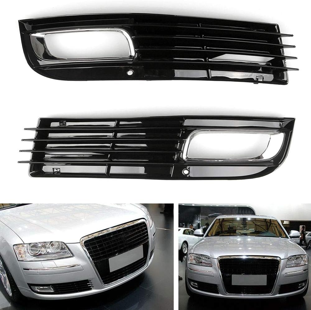 HBNW Chrome 1 Pair Front Upper Bumper Fog Light Mesh Grill for A8 D3 2008 2009 2010