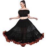25 Yard American Tribal Style Dance Cotton Tiered Flounce Maxi Full Skirt
