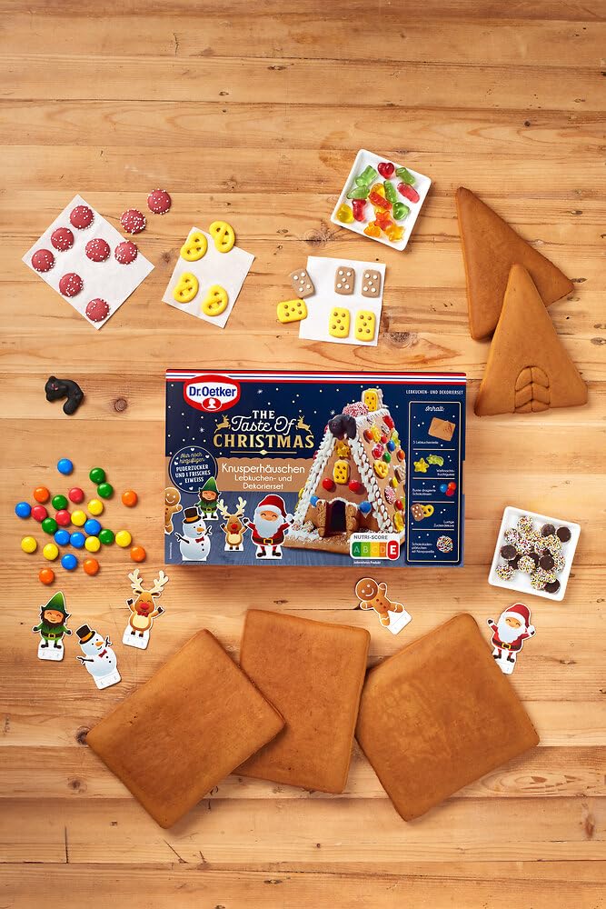 Dr. Oetker Knusper-Häuschen, Lebkuchenhaus und Dekorierset zum Basteln und Verzieren für die Weihnachtszeit - 1 x 403 g