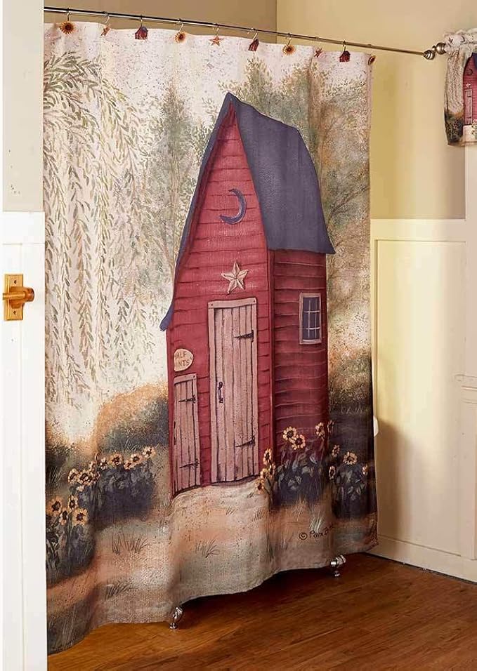 Shower Curtain Rustic Country Outhouse Bathroom Decor FE9