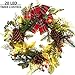 MAOYUE Christmas Wreath Outdoor Christmas Wreaths with Lights Tartan Pre-lit Holiday Wreath with Red Berries, Pine Cones, Battery Operated Christmas Decorations for Indoor, Window, Front Door