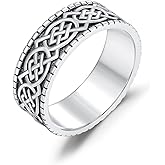 Lattd 925 Sterling Silver 8MM Irish Celtic Knot Band Ring for Men Size 9/10/11