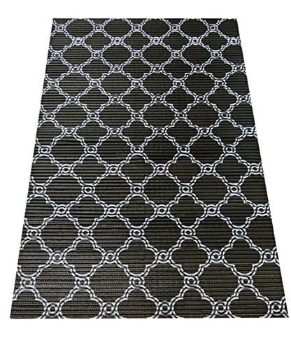 Fresh Kitty Foam Litter Mat, Black/White Quatrefoil