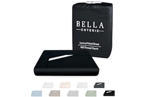BC BELLA COTERIE Bella Coterie Luxury Bamboo Viscose Queen Size Fitted Sheet | 100% Organically Grown | Ultra Soft | Cooling for Hot Sleepers | 18" Deep Pocket [Black]