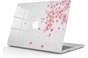 AdorableWhimsy for MacBook Air 13 Inch Case 2021-2018 Release A2337 M1/A2179/A1932 Pink Sakura Cherry Blossom Design Clear Ha