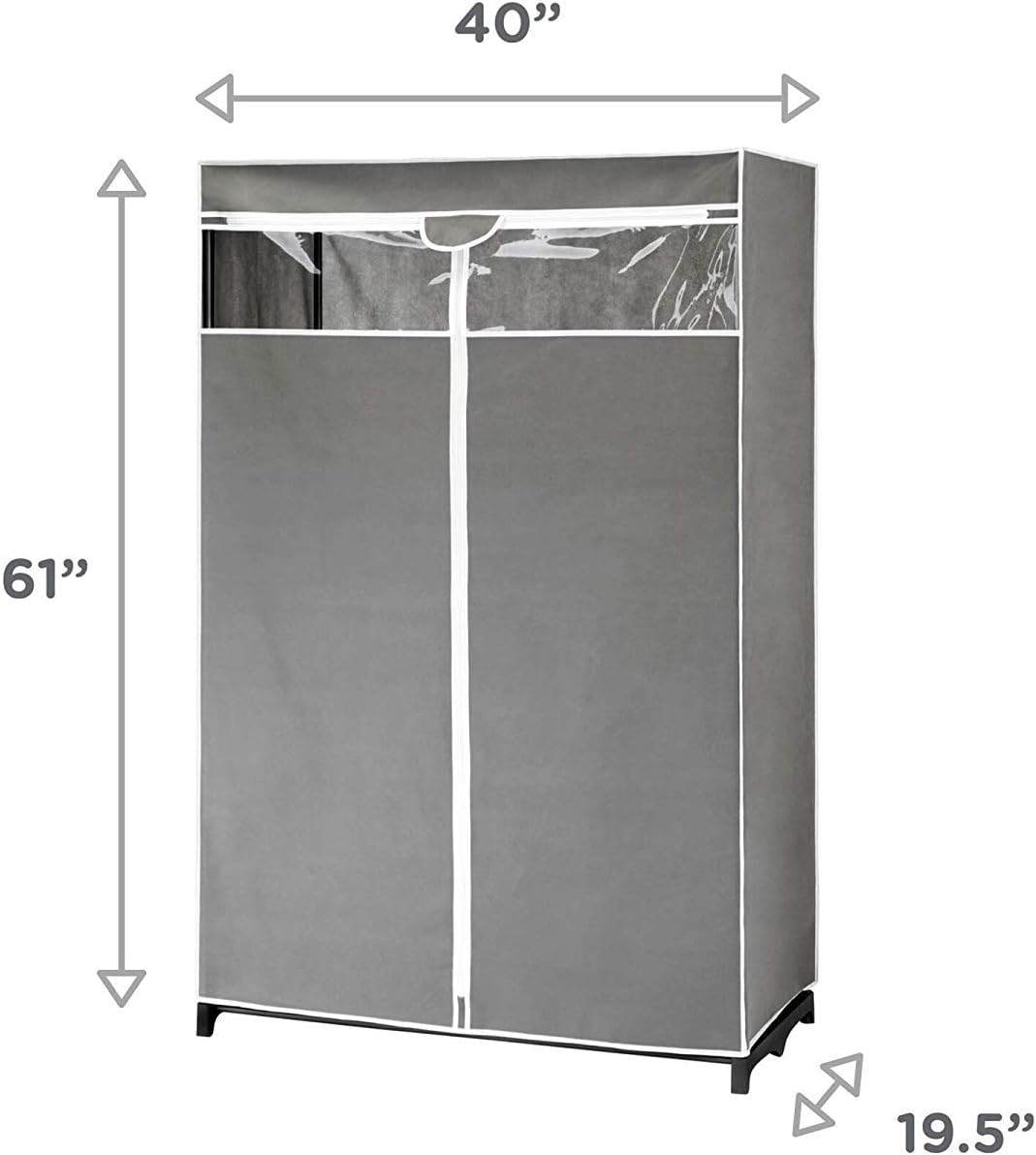 Type A Garment Rack & Clear Cover | Closet Organizer with Non-Woven Fabric & Protective Cover with Durable Zipper | Perfect for Storage in Your Bedroom, Closet, Basement & Seasonal Wear | Gray, 61 in: Home & Kitchen