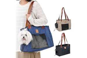 ACESOLID Small Dog Carrier Bag, Soft-Sided Pet Carrier for Cats and Small Dogs, Portable Cat Carrier with Safety Leash, Breathable Mesh Design, Lightweight Tote with Enhanced Bottom Support (Blue)