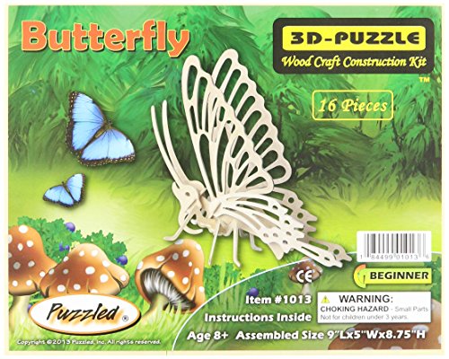 3D Jigsaw Puzzle 16 Pieces 9"X5"X8.75"-Butterfly