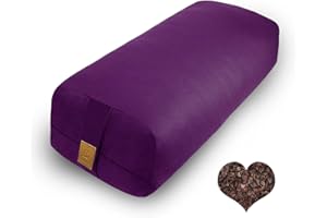 FelizMax Organic Buckwheat Bolster (24X10.5X5.5 in) Supportive Rectangular Meditation Pillow 100% Cotton Cover Yoga Pillow