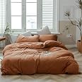 Set Copripiumino AMWAN In Jersey Di Cotone Maglia – Color Malva Chiaro, 3 Pezzi Per Letto Matrimoniale, Chiusura Lampo E Lacci Angolari