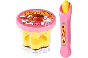 Sinbana Pudding Feeding Toys for Baby, Pudding Bowl with Spoon Simulated Feeding Snack Toys Funny Food Play Pretend Food Baby