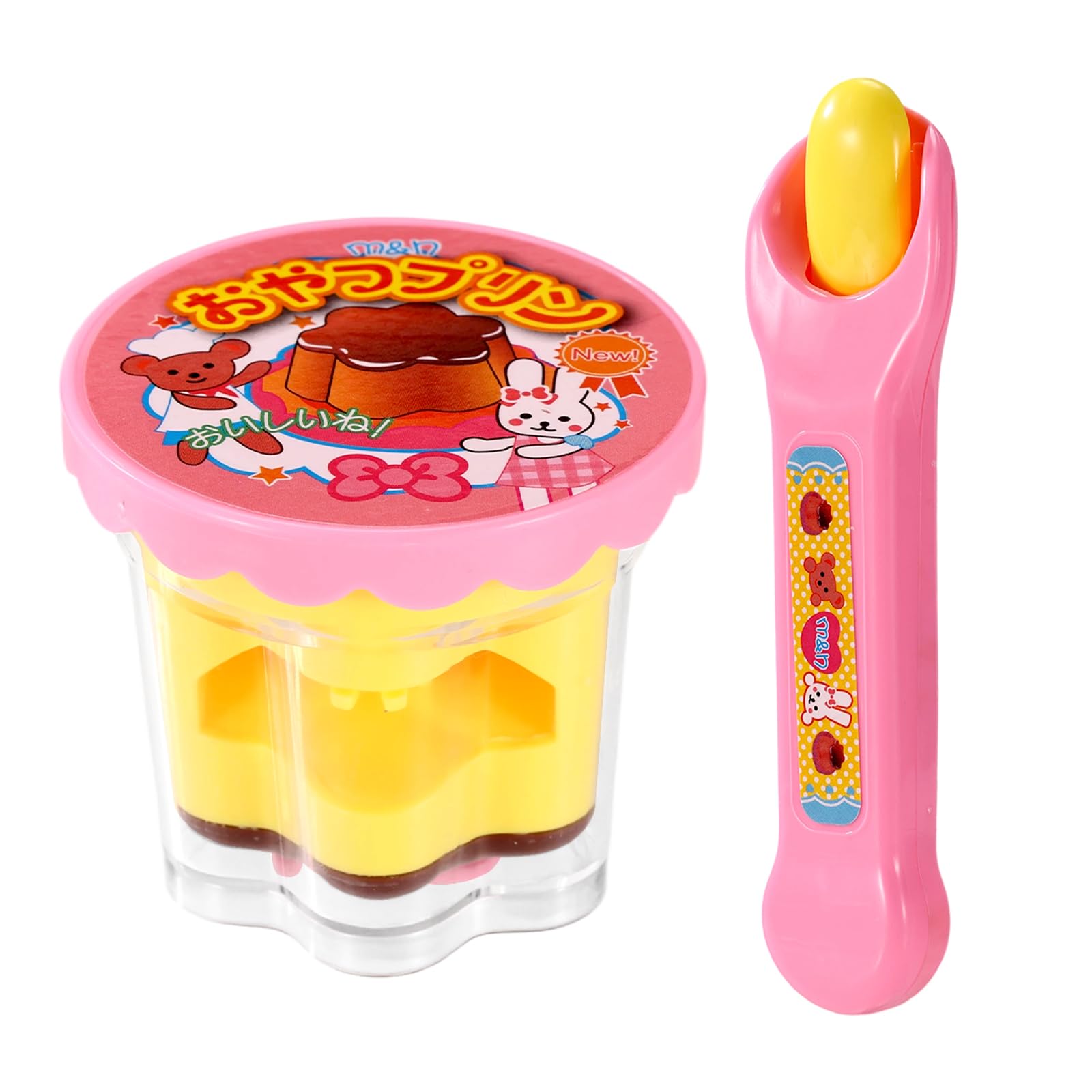 Sinbana Pudding Feeding Toys for Baby, Pudding Bowl with Spoon Simulated Feeding Snack Toys Funny Food Kitchen Accessories for Girls Ages 3-8