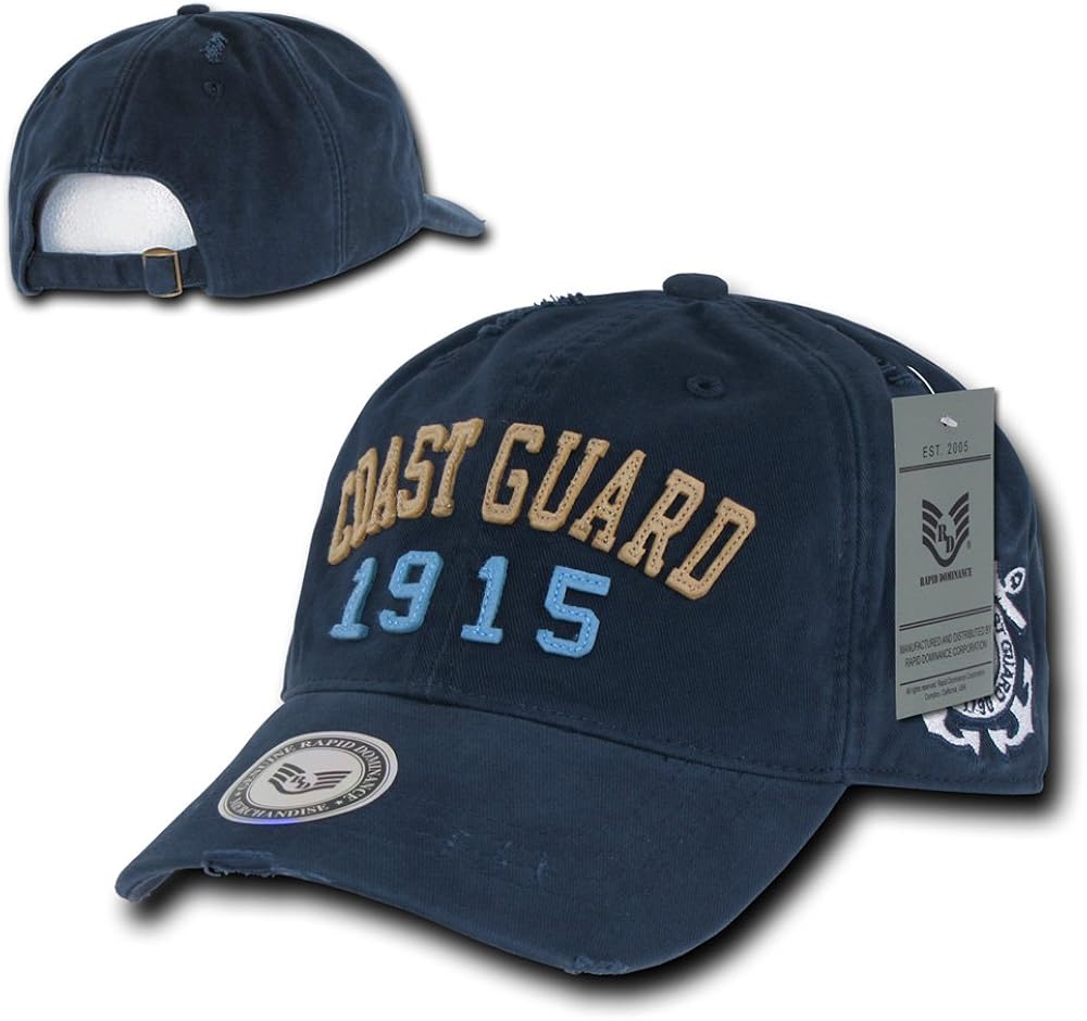 Rapiddominance Coast Guard Vintage Athletic Cap, Navy : Camouflage Hunting Apparel : Clothing