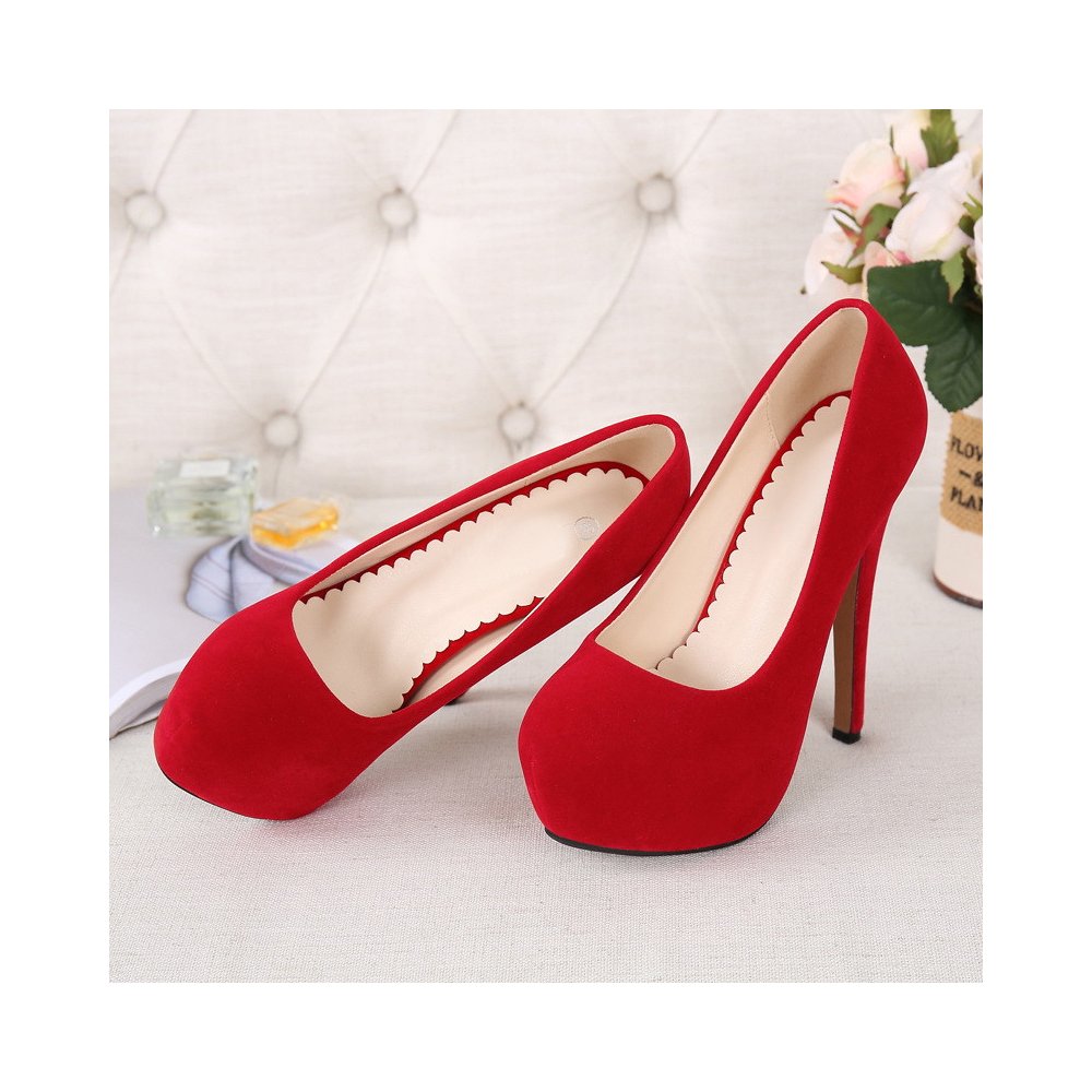 OCHENTA Women's Platform Slip On High Heels Dress Pumps - Image 3