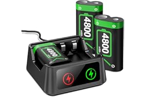 DINOSTRIKE 3X 4800mWh Battery Pack Rechargeable Compatible with Xbox One Series S/X Controller Charger Station