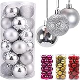 24Pcs Christmas Balls Ornaments for Xmas Christmas Tree - Shatterproof Christmas Tree Decorations Hanging Ball for Holiday Wedding Party Decoration (2.36“, Silver)
