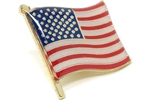 FUNIVERSE 50 Bulk Patriotic Waving American Flag Lapel Pins - Each Pin 1" Tall and Individually Packaged