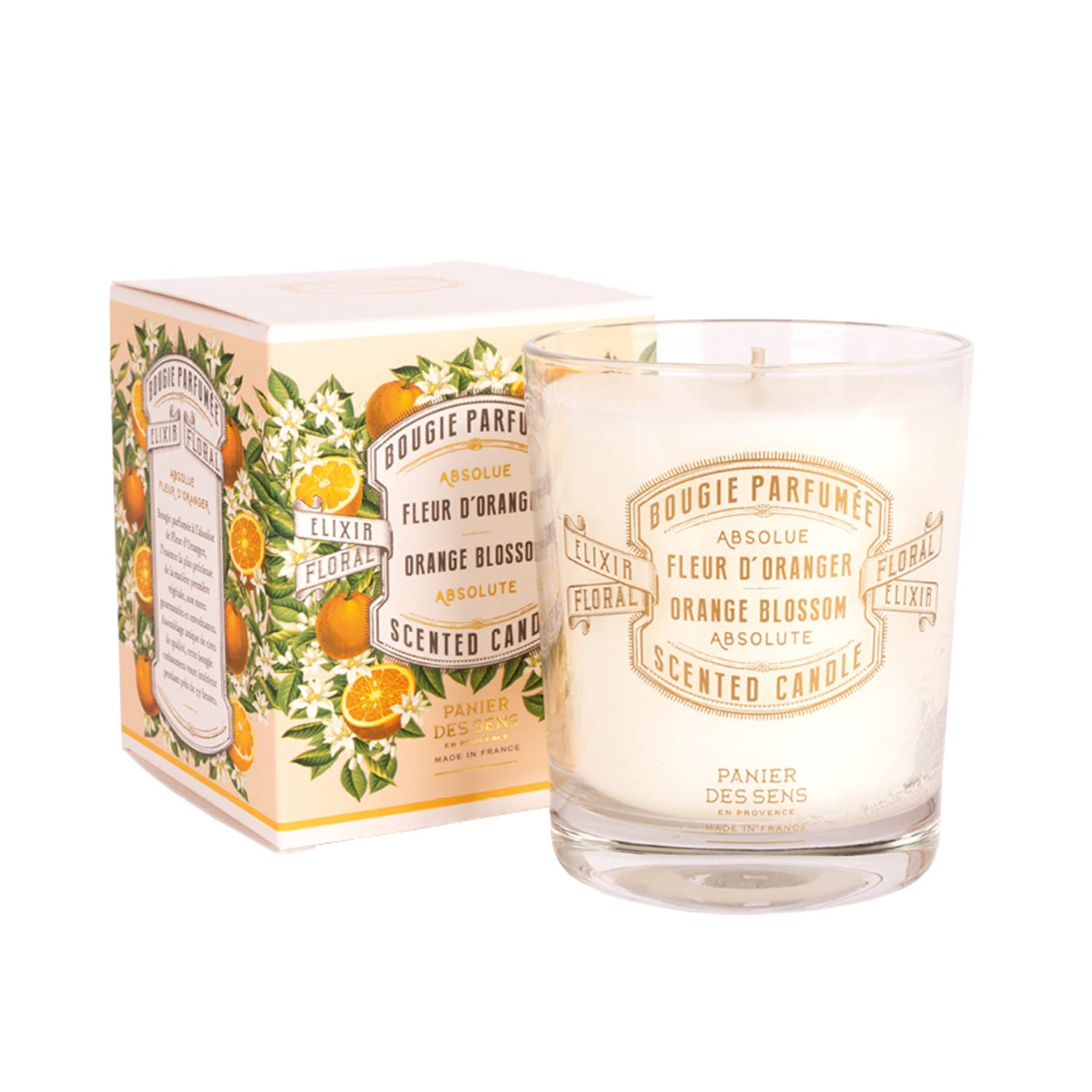 Panier des Sens Orange Blossom Candle - Scented Candles for Home & Room Decor - Fall Candle - 100% Natural Cotton Wick -Made in France - Long-Lasting & Vegan - 180g