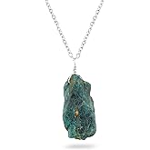 CRYSTALINES Natural Raw Gemstones Dainty Pendant, Assorted Rough Stones Necklace, Handmade Boho Hypoallergenic Jewelry for Women, Healing Crystals, Silver Adjustable Chain-16+2inch