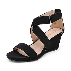 DREAM PAIRS Women's Elastic Ankle Strap Wedge