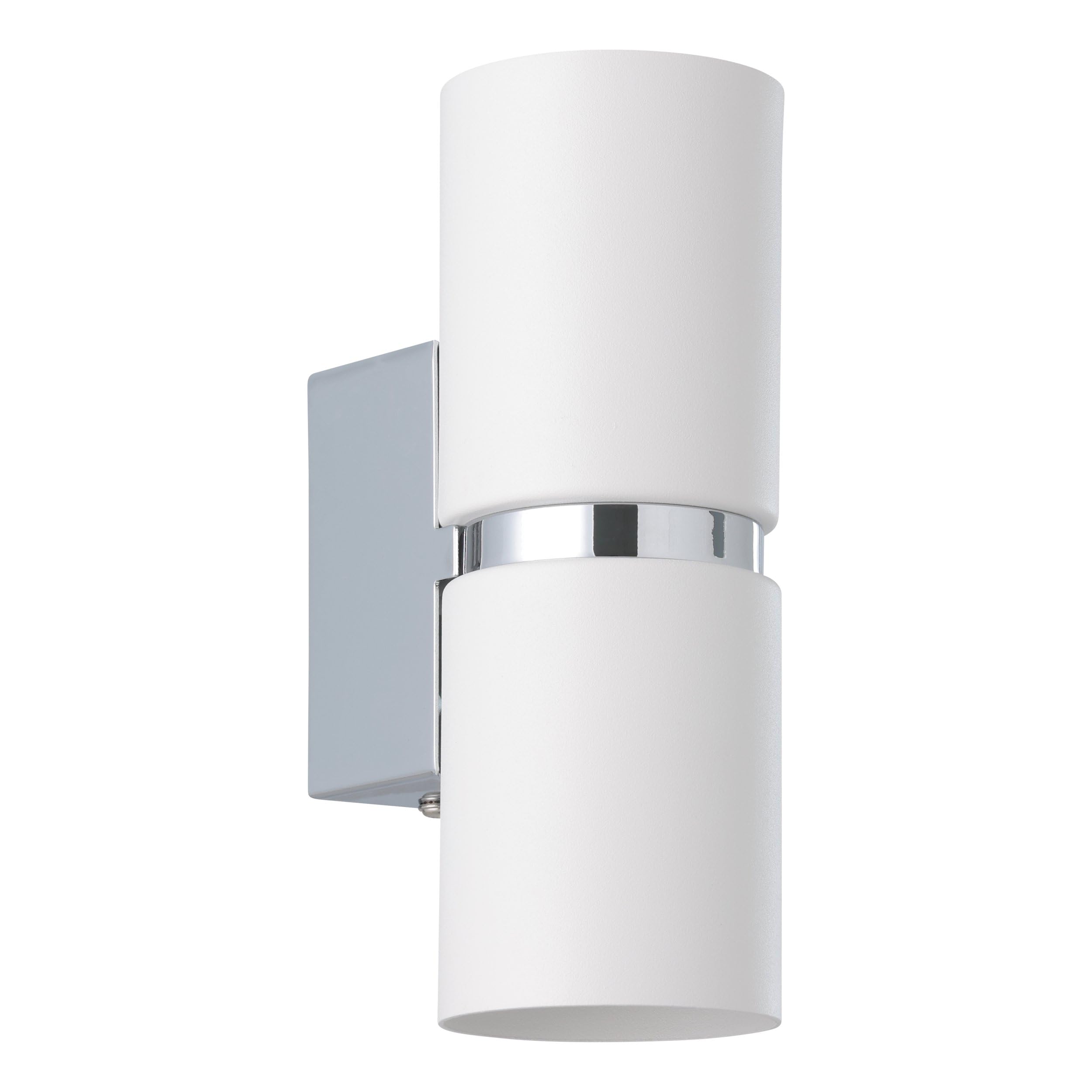 Eglo LED Wall Lamp Passa, 2-Light Wall Spotlight, Indoor Metal Wall Light in White and Chrome, Living Room Lamp, Hallway Light with Up and Down Lighting, Round, GU10 Socket
