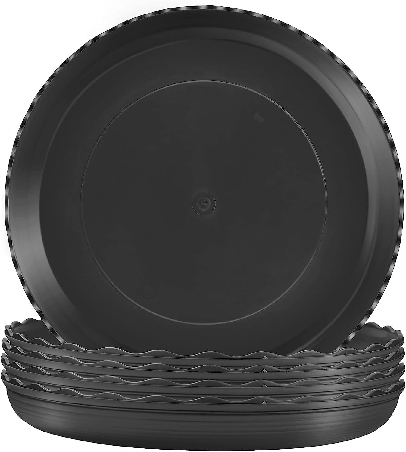 Hossejoy 5 Packs Plastic Plant Saucer Drip Trays, Durable 30cm Plant Saucer Tray, Plant Plate Water Catcher for Planter Base, Plant Pot Saucers for Indoors, Outdoors, Garden, Potted Plants (Black)