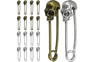 20pcs Skull Safety Pin Brooches Punk Skull Connectors Charms for Blankets Scarves Sweater Clothing Crafts Accessories