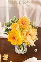 WELL KNOWN Artificial Flowers in Glass Vase with