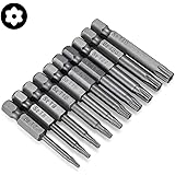 10PCS Torx Head Screwdriver Bit Set, VAKOGAL S2 Steel Magnetic Security Tamper Proof Star 6 Point Screw Driver Kit Tools, 1/4 Inch, Hex Shank T7-T40 2Inch/50mm Length