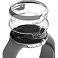 Ringke Slim [Anti-Yellowing Material / 2 Pack] Compatible with Google Pixel Watch Case, Sturdy Solid Transparent Cover + Extra Color for Women, Men - Clear + Chrome