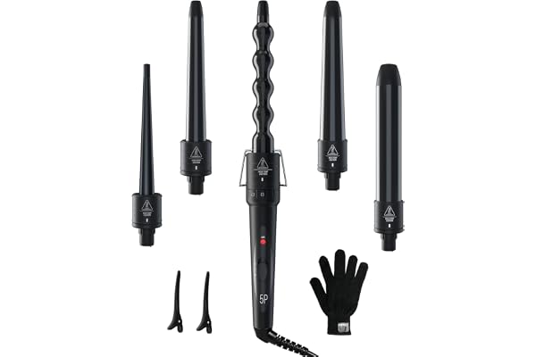 5 in 1 Curling Wand Set: Ohuhu Curling Iron Wand 5Pcs 0.35 to 1.25 Inch Interchangeable Ceramic Barrel Heat Protective Glove