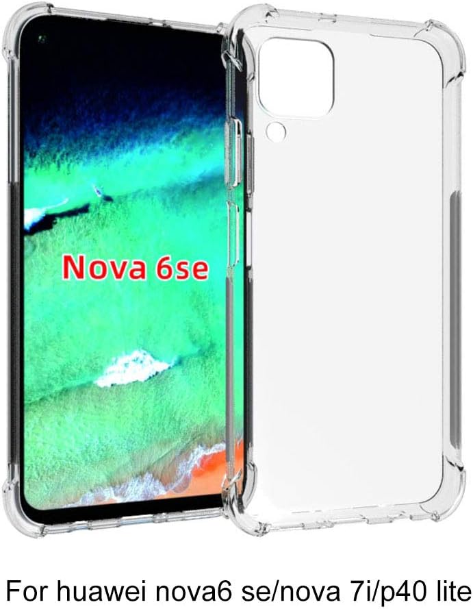 Clear Case for Huawei Nova 7i Ultra Slim Soft TPU Shockproof with Protective Corners Bumper Cover (Huawei nova 7i)