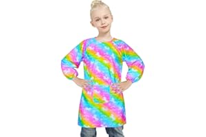 Fiodrimy Kids Art Smock, Unicorn Painting Smocks with Pocket, Waterproof Artist Long Sleeve Artist Apron for Child Girls Boys
