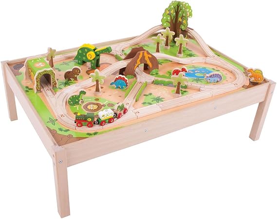 wooden dinosaur train set