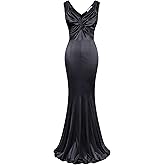 MUXXN Women's 1950s Vintage Sleeveless Ruffle V Neck Mermaid Hem Cocktail Evening Gowns Dresses