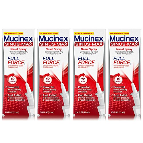 Mucinex Sinus-Max Full Force Nasal Decongestant Spray, 0.75 Ounce (Pack of 4)