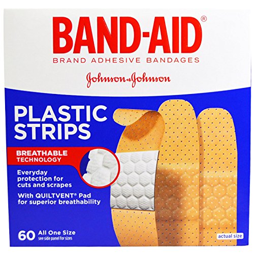 Band Aid, Brand Adhesive Bandages, Plastic Strips, 60 Bandages - 2pc