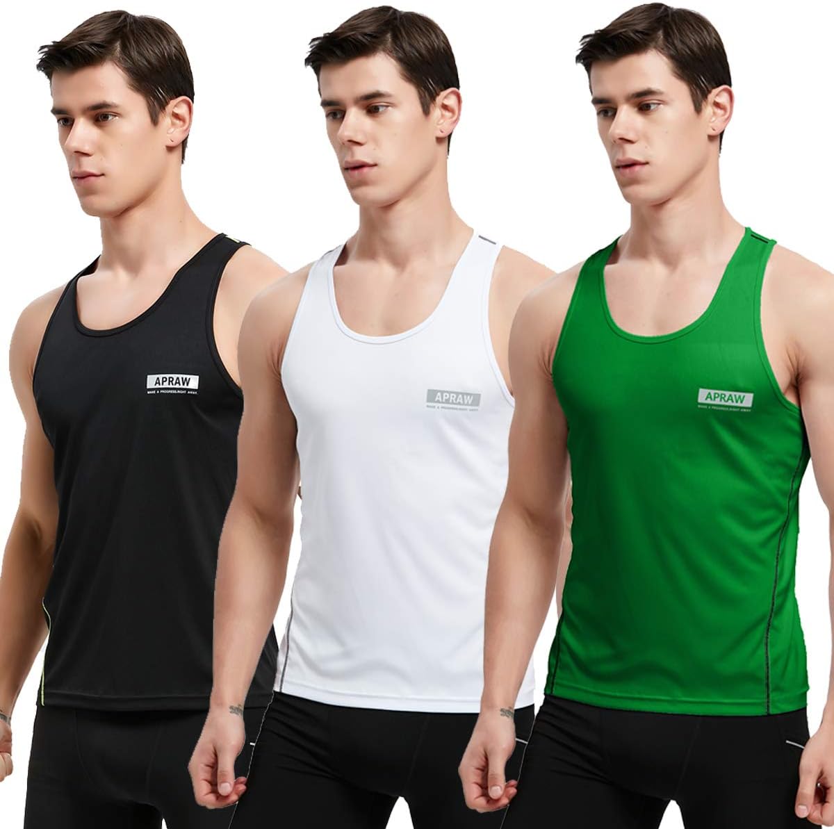 Men's 3 Pack Quick Dry Tank Tops Compression Muscle Shirts Training Compression Baselayer