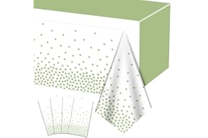 4Pcs Sage Green Tablecloths - 86.6"x51.2" Rectangular Green Dot Table Covers for Home Gender Neutral Birthday Party Sage Gree
