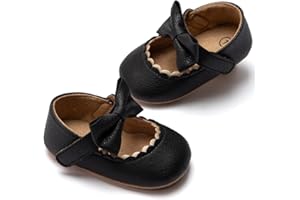 HsdsBebe Infant Baby Girls Mary Jane Flats Bow Non-Slip Soft Sole Princess Toddler First Walkers Sneaker Wedding Dress Shoes