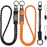 LERSUSI 3 Pack Braided Paracord Lanyard with USA Flag, Paracord Keychain with Buckle, Necklace Strap for ID Badges