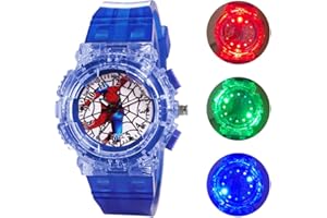Joyday Kids Watch, Superhero Kids Analog Watch for Boys Girls, Adjustable Strap Learning Time Kids Wrist Watch with 3 Colors Flashing, Cool Inexpensive Gift for Toddlers, Boys, Girls Light