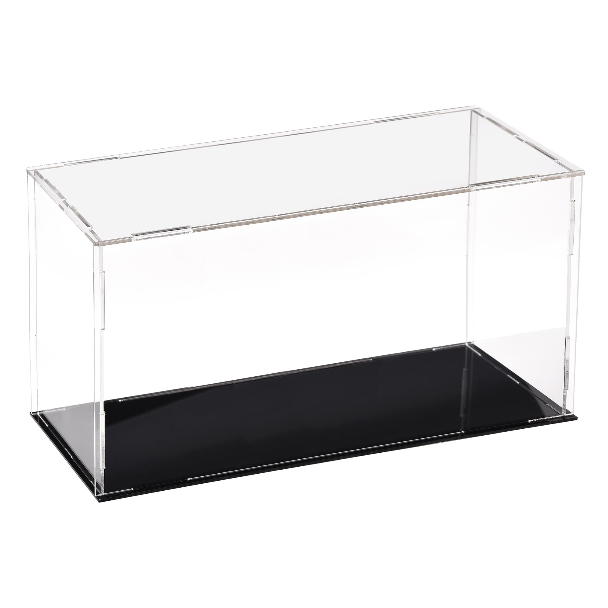 Recogwood Acrylic Clear Display Case, 30 x 10 x 15cm Assemble Countertop Box Cube Organizer Stand Dustproof Protection Showcase with Black Base for Action Figures Toys Collectibles