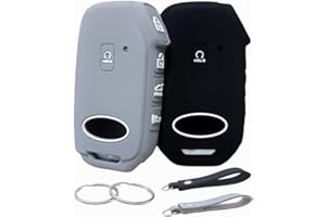 REPROTECTING Silicone Rubber Key Fob Cover Compatible with 2022-2024 Kia Cadenza Forte Forte5 K5 NIRO Rio Seltos Sorento Soul Sportage Stinger Telluride (Black Grey)