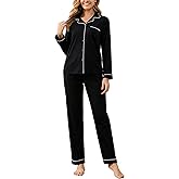 Honypove 100% Cotton Pajama Sets for Women 2 Piece Long Sleeve Button Down Pjs Soft Comfy Ladies Sleepwear Lounge Sets S-XL