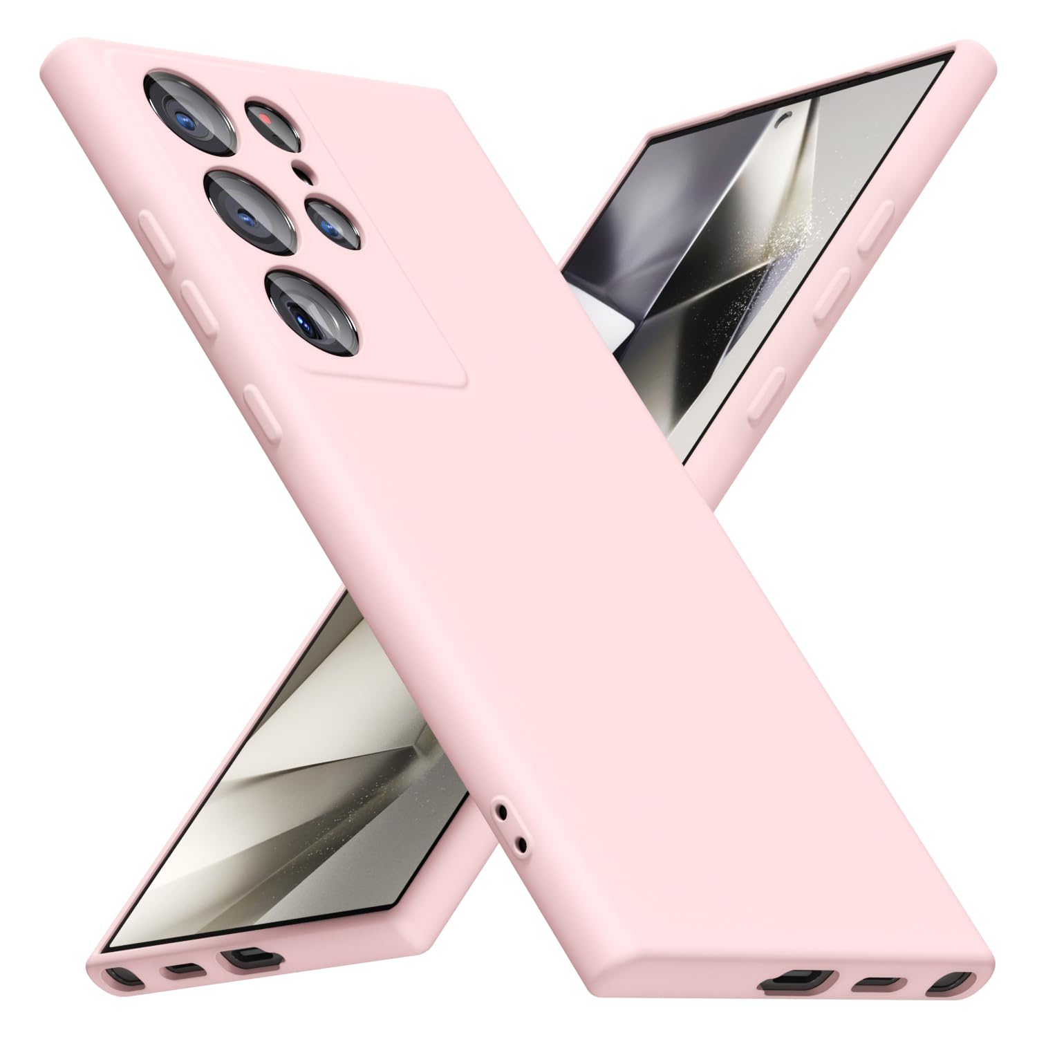 Photo 1 of LoeoeL for Samsung Galaxy S24 Ultra Phone Case Silicone, Minimalist Ultra Thin Slim Soft Rubber Gel Solid Color Matte TPU Cute Case for Women Men, Girly Aesthetic Design & Camera Cover, Light Pink