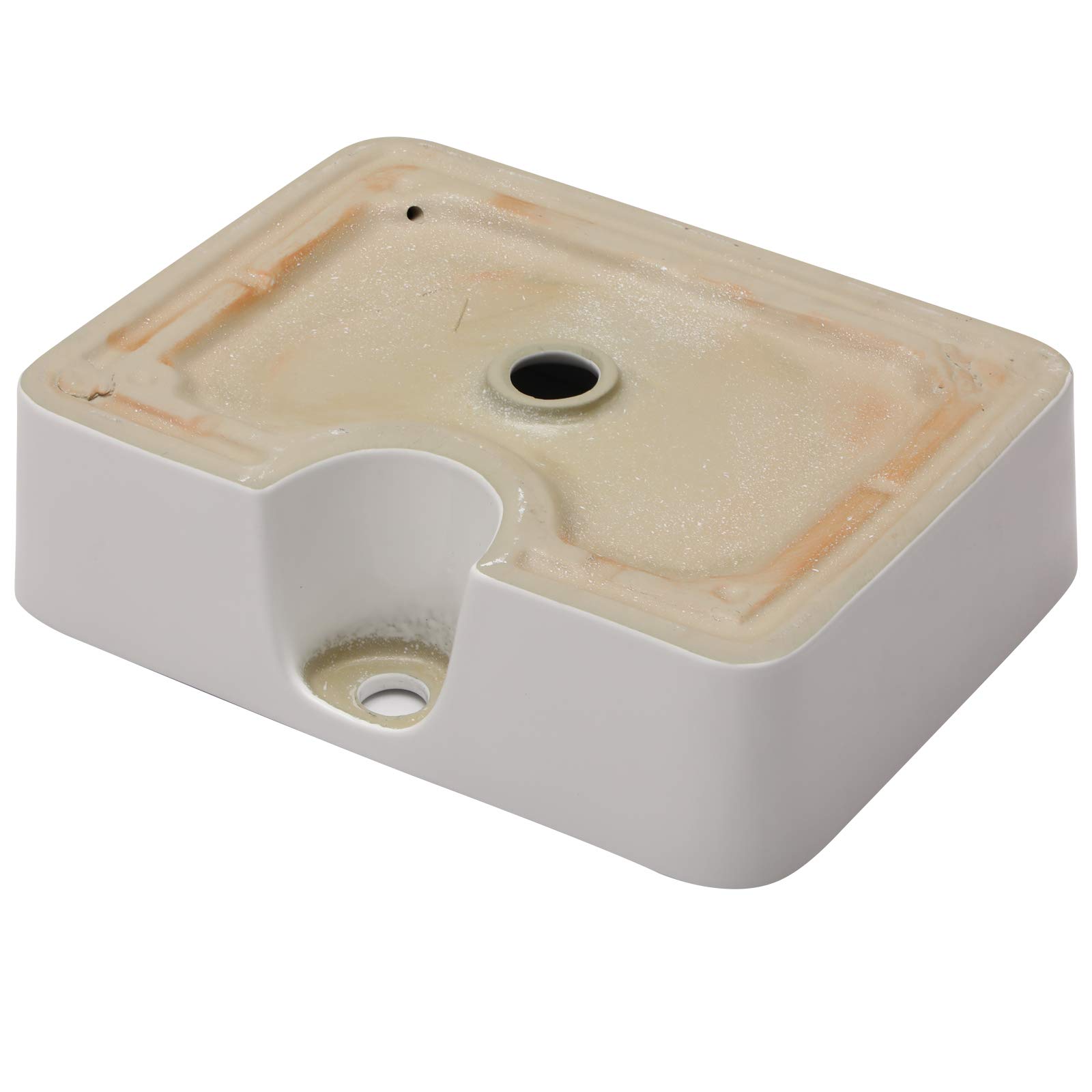 Rectangle Vessel Sink with Faucet Hole, Mocoloo 16"x12" White Ceramic Countertop Bathroom Vanity Sink Basin, Above Counter Installation Porcelain Lavatory Sink.