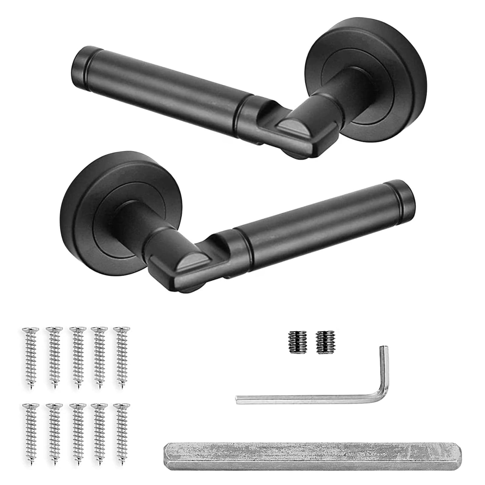Decoranddecor Enigma Round Door Handles – Aluminium Matt Black Internal Handle Sets – Sleek Design for Wooden Interior Doors in Bedrooms and Bathrooms — image 1