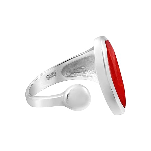 AeraVida Reconstructed Red Coral Triple Layer Floating Bubble Cotton R AeraVida Rectangular Bar Reconstructed Red Coral Inlay .925